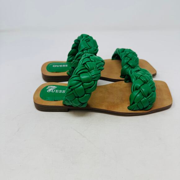 GUESS Green Braided Double Strap Flat Sandals – Size 6.5 - Picture 6 of 11
